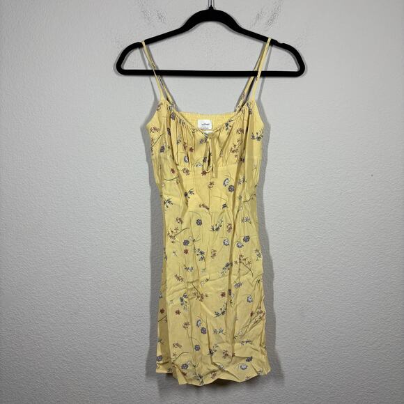 Wilfred 0 Mini Shift Dress Spring Medley Yellow Floral Tie Front Milk Maid - Picture 3 of 10